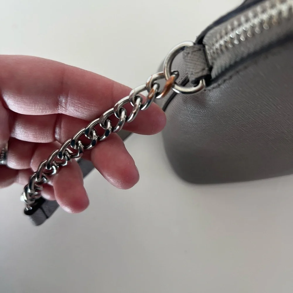 Michael Kors Grey Leather Structured Dome Chain Strap Crossbody Bag‎